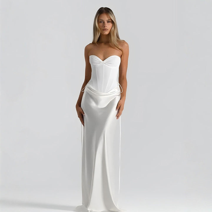 Damen elegantes figurbetontes Abendkleid mit raffiniertem Rüschendesign und verstellbaren Trägern Drune