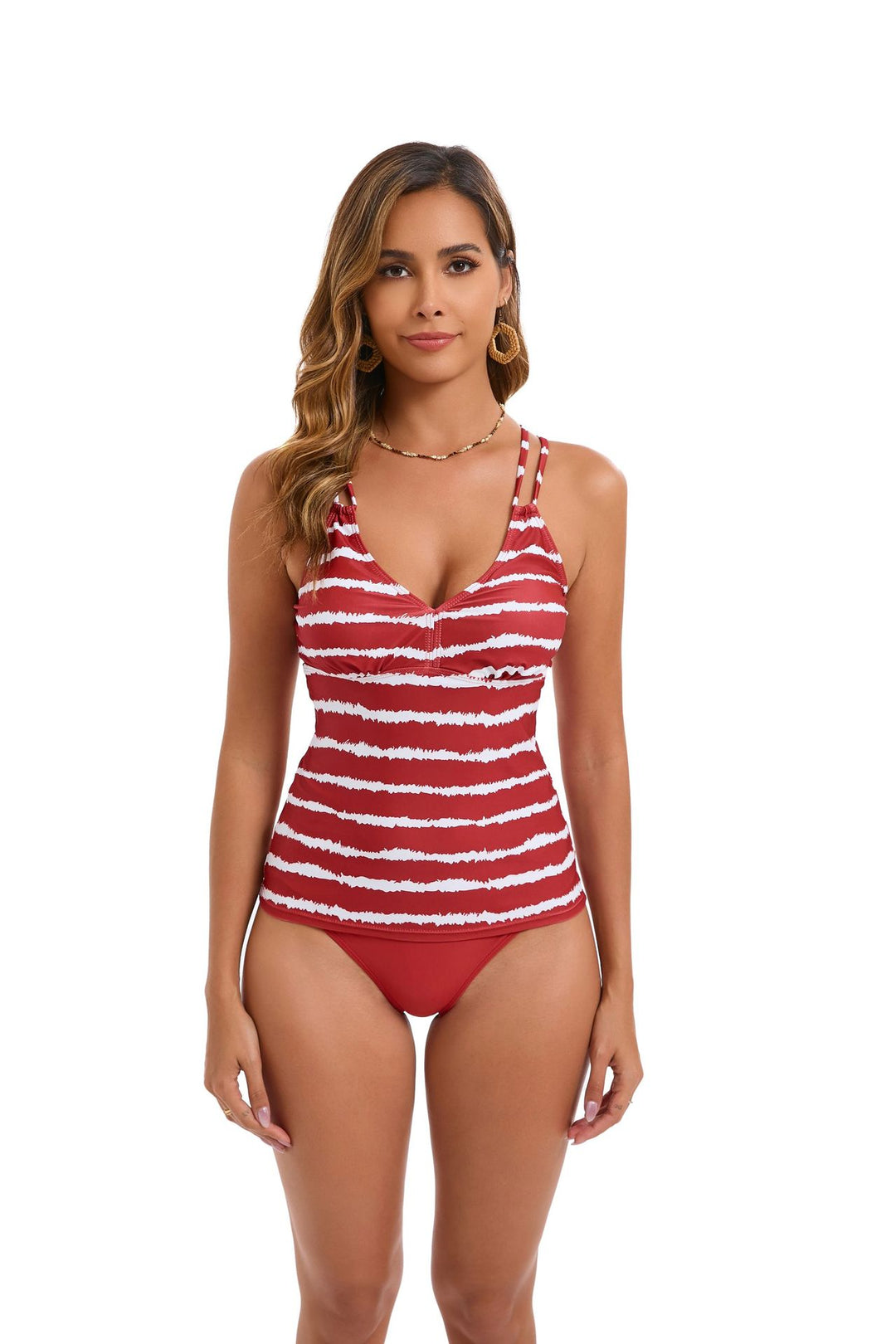 Damen Tankini mit verstellbaren Trägern und elegantem Streifenmuster Drune