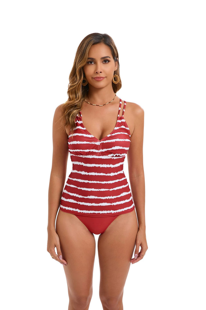 Damen Tankini mit verstellbaren Trägern und elegantem Streifenmuster Drune