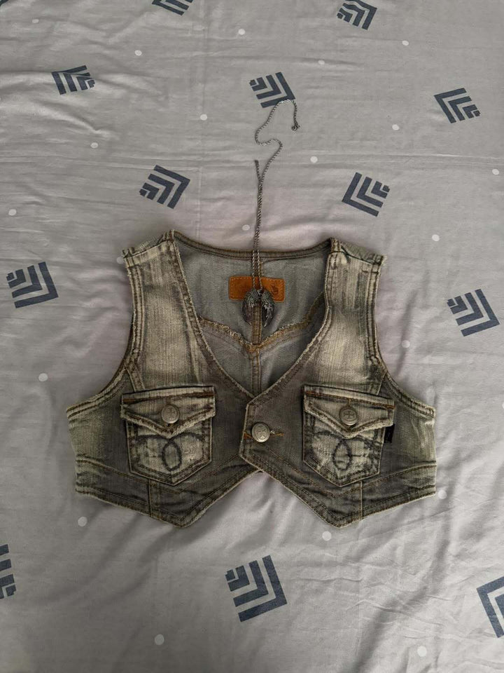 Damen Jeansweste mit Taschen Drune