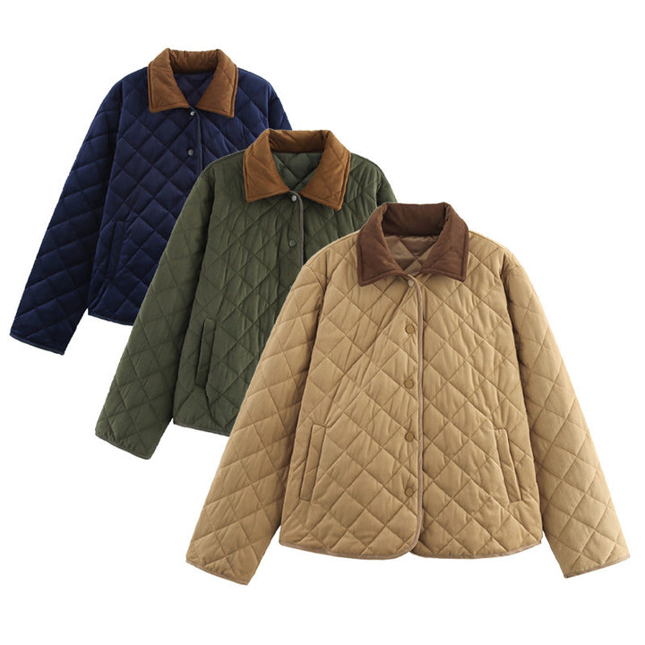 Damen gesteppte Übergangsjacke mit klassischem Stehkragen und praktischen Taschen Drune