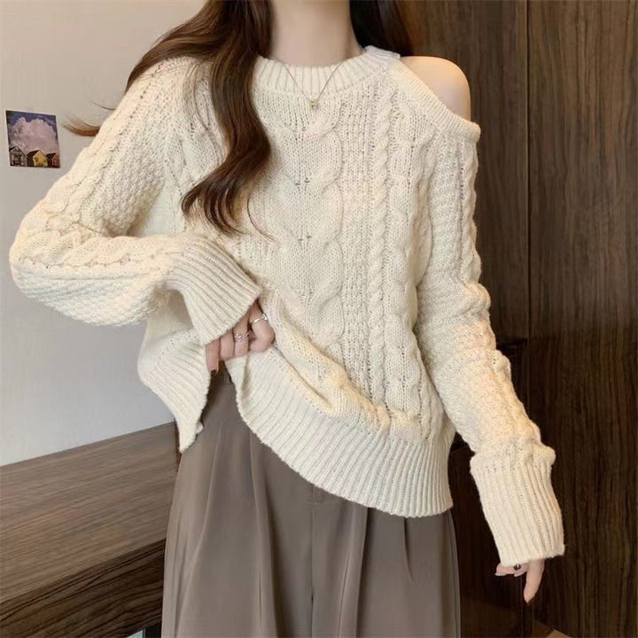 Damen Grobstrickpullover mit Schulterpartie im lässigen Look Drune