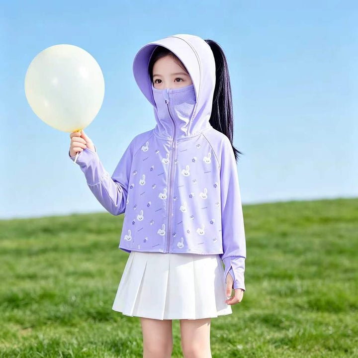 Mädchen multifunktionale Sonnenjacke mit Kapuze Drune