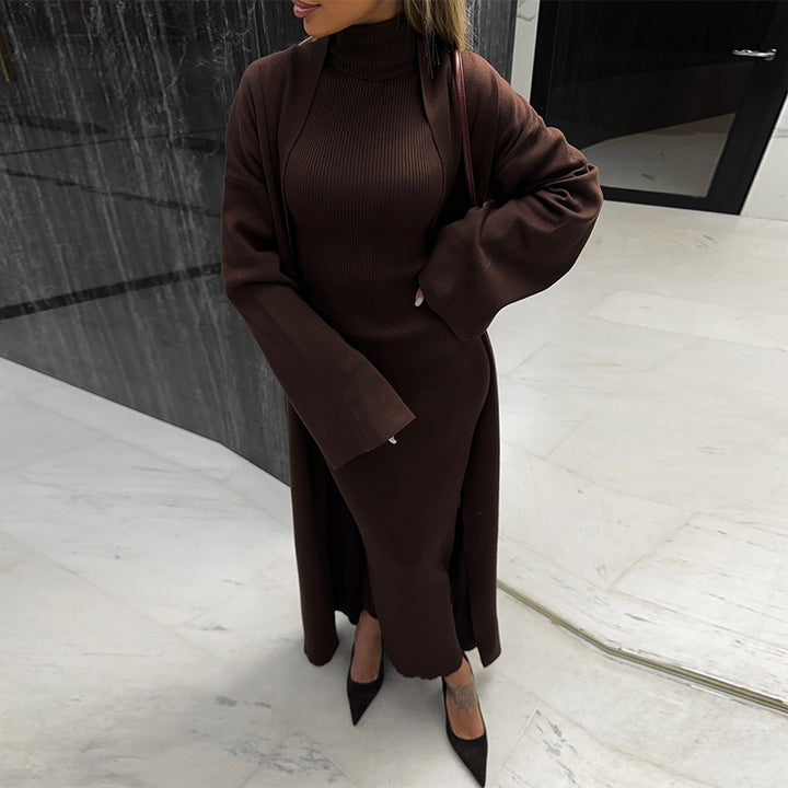 Damen Strick Kleid mit Longcardigan Drune