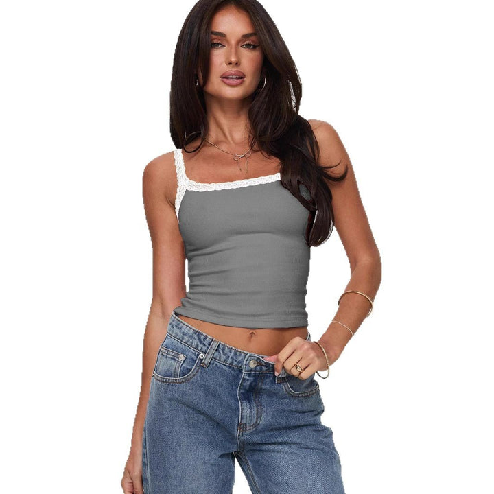 Damen Top mit Spitzenakzenten Drune