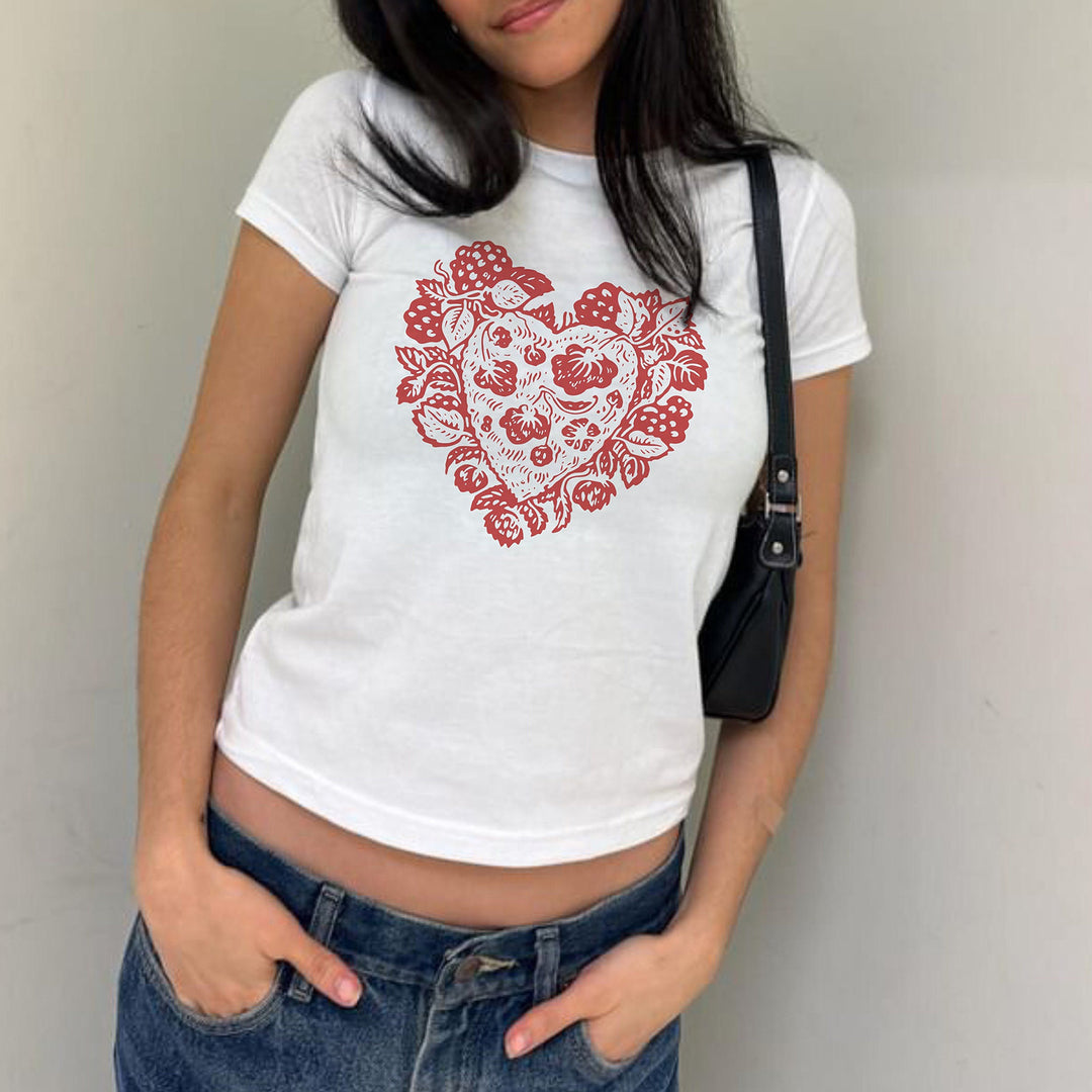 Damen T-Shirt mit verziertem Herz-Motiv Drune