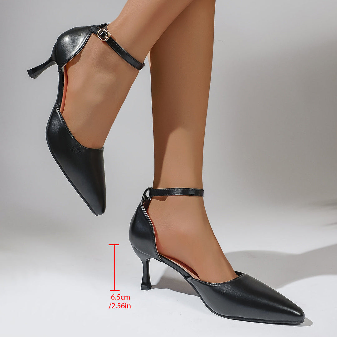 Damen elegante Slingback-Pumps mit schmalem Absatz und modischem Knöchelriemen Drune