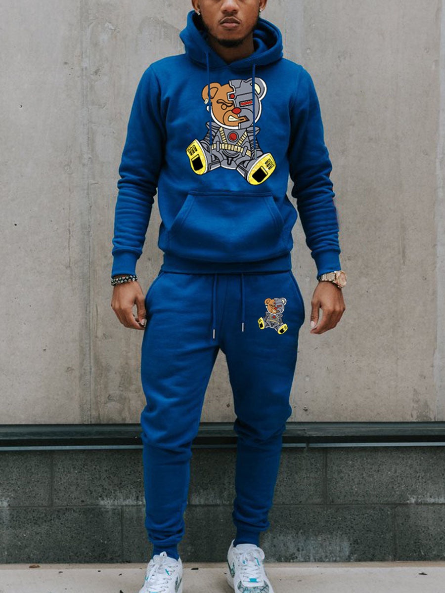 Damen Kapuzenpullover und Jogginghose Set mit kreativem Bärenmotiv Drune
