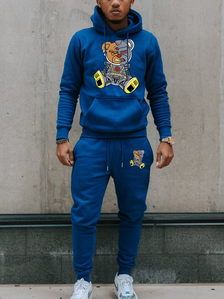 Damen Kapuzenpullover und Jogginghose Set mit kreativem Bärenmotiv Drune