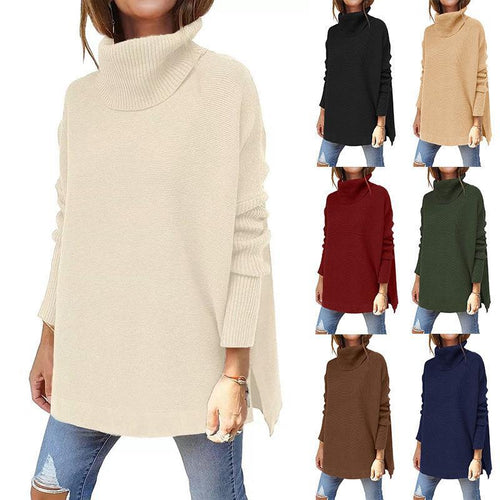 Damen gemütlicher Rollkragenpullover mit strukturiertem Design und weitem Schnitt Drune