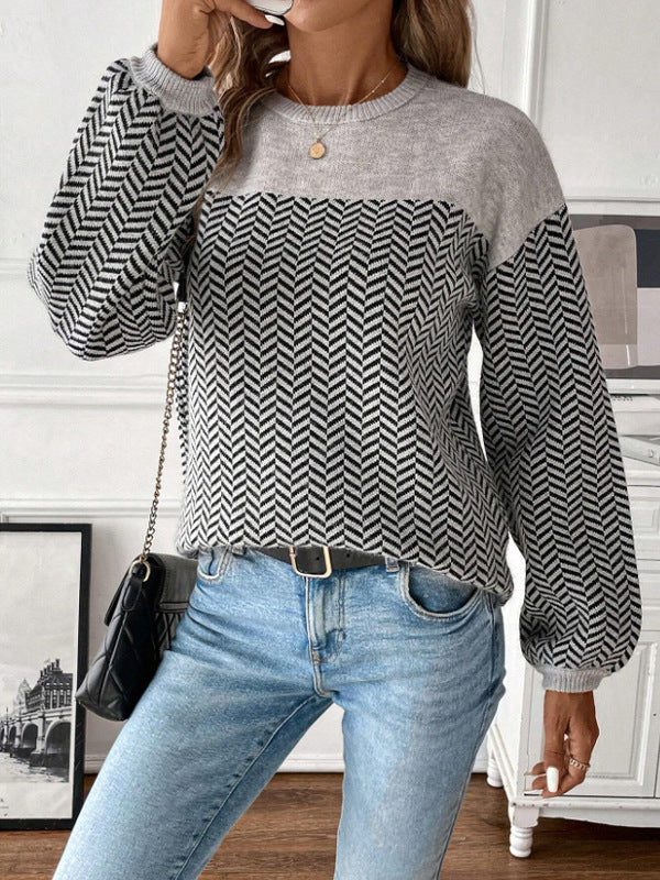 Damen Strickpullover mit modernem Zickzackmuster und lässigem Schnitt Drune