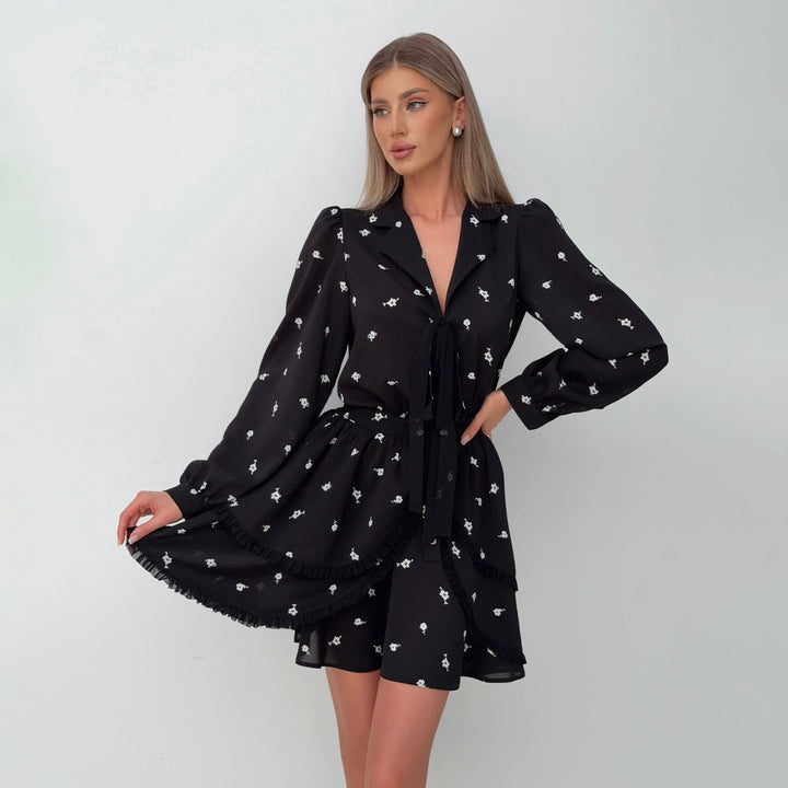 Damen Blusenkleid mit Rüschen Drune