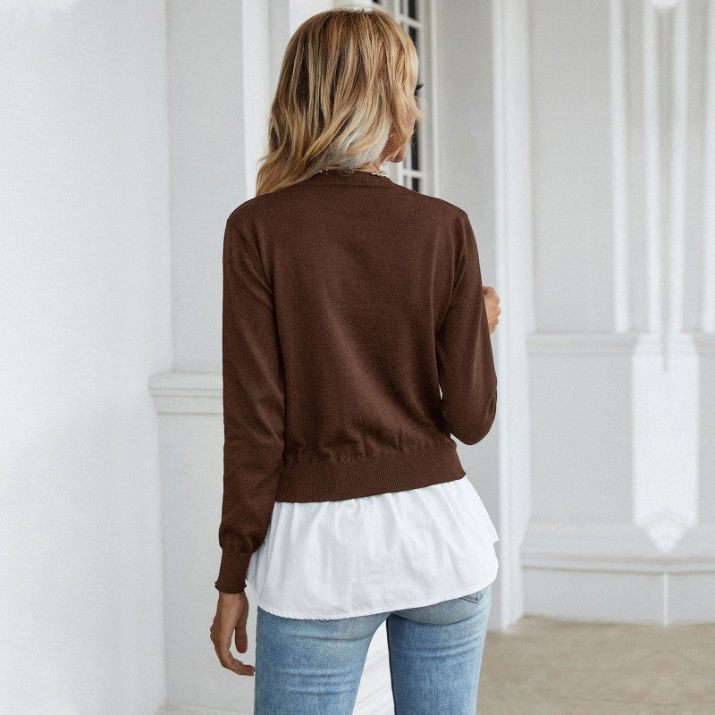 Damen lässiger Strickpullover mit integrierter Bluse Drune