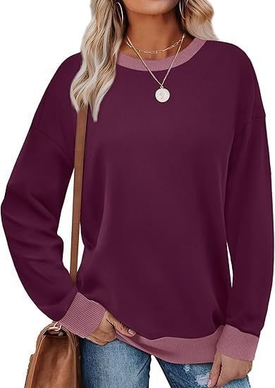 Damen Lässiger Sweatshirt mit Kontrastbündchen und oversized Passform Drune