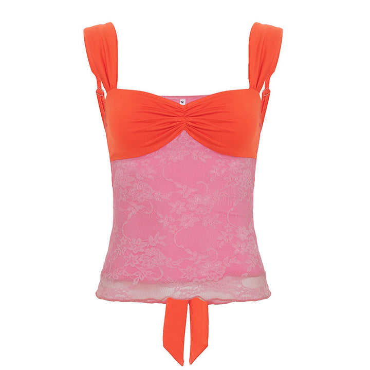 Damen Komfortables Oberweite Tanktop mit eleganter Spitze Drune