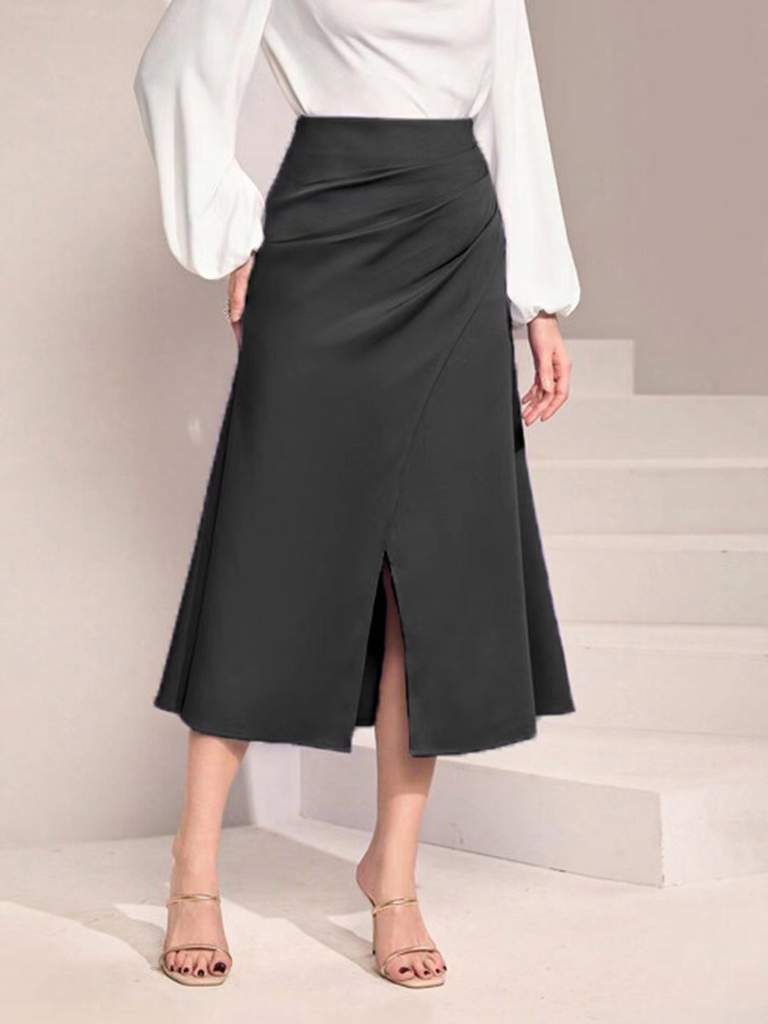 Damen Midirock mit asymmetrischem Schnitt und elegantem Schlitz Drune