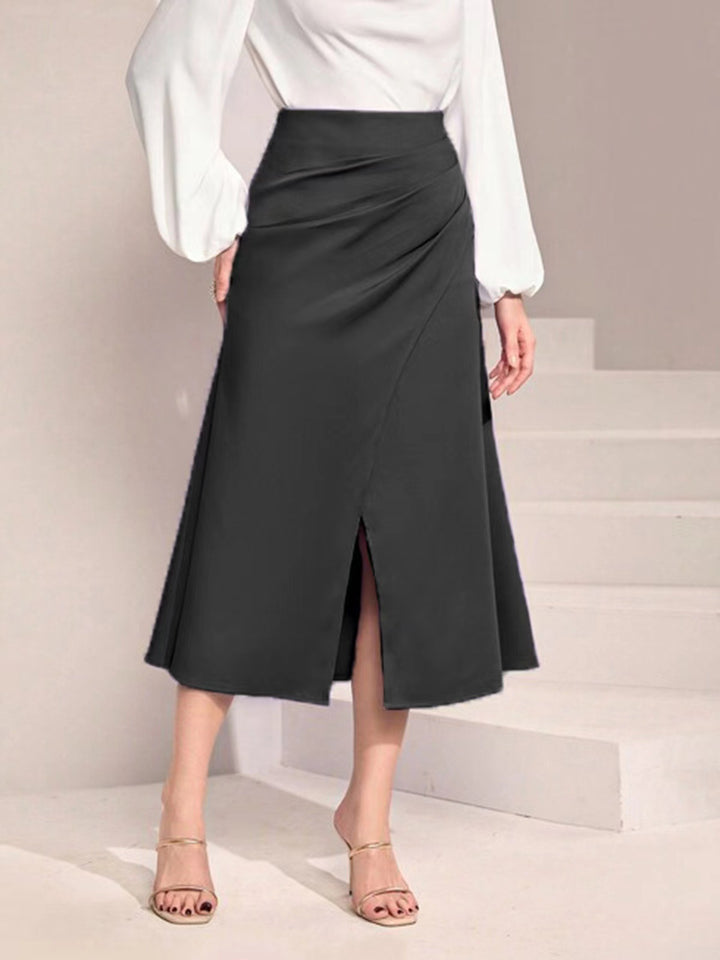 Damen Midirock mit asymmetrischem Schnitt und elegantem Schlitz Drune