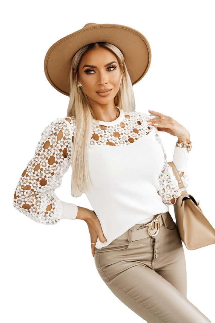 Damen Bluse mit eleganten Spitzenärmeln Drune