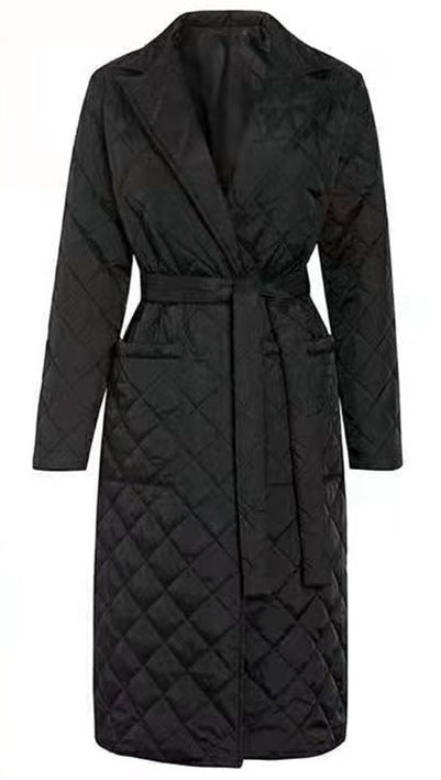Damen gesteppter Wintermantel mit elegantem Gürtel Drune