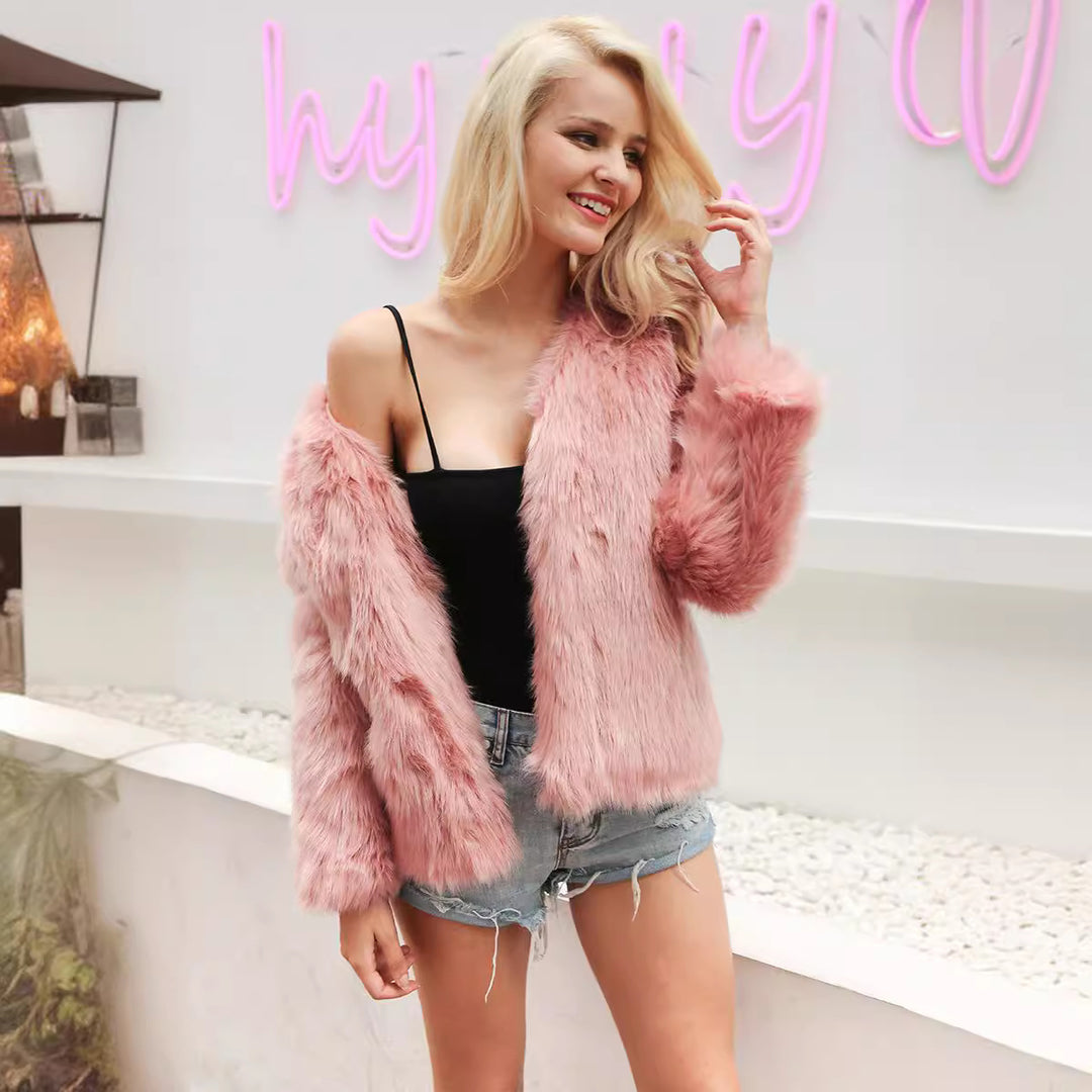 Damen Luxuriöse Kunstpelzjacke mit weichem Innenfutter Drune