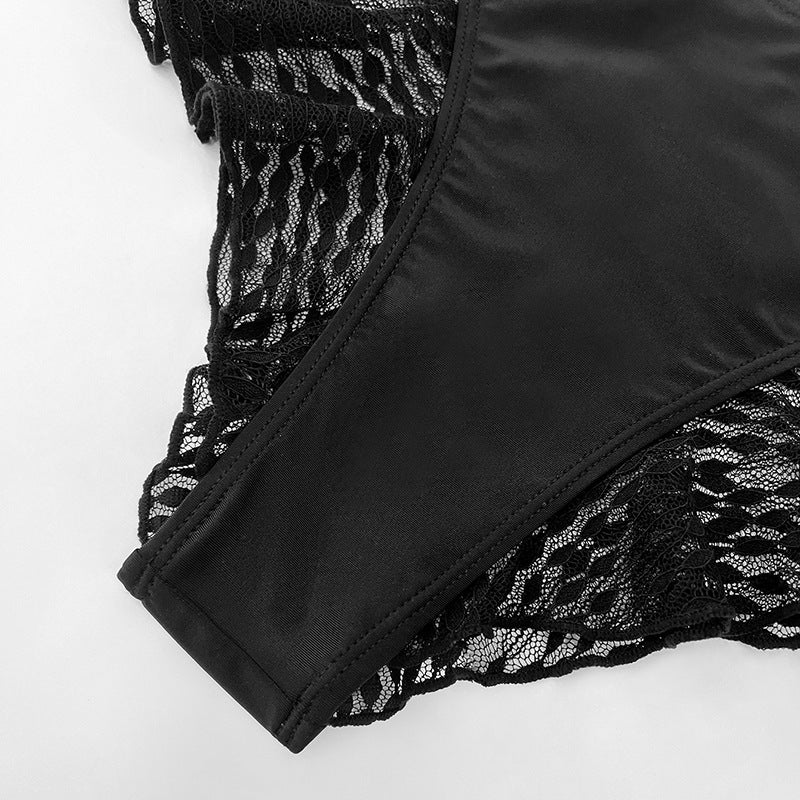 Damen Hochtailliertes Badehöschen mit transparentem Rüschendetail Drune