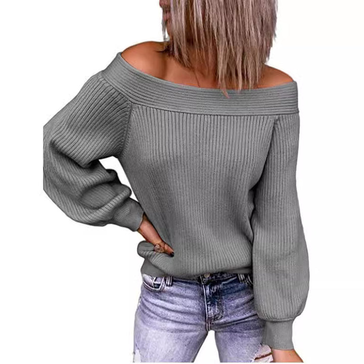 Damen Off-Shoulder Pullover mit voluminösen Ärmeln Drune
