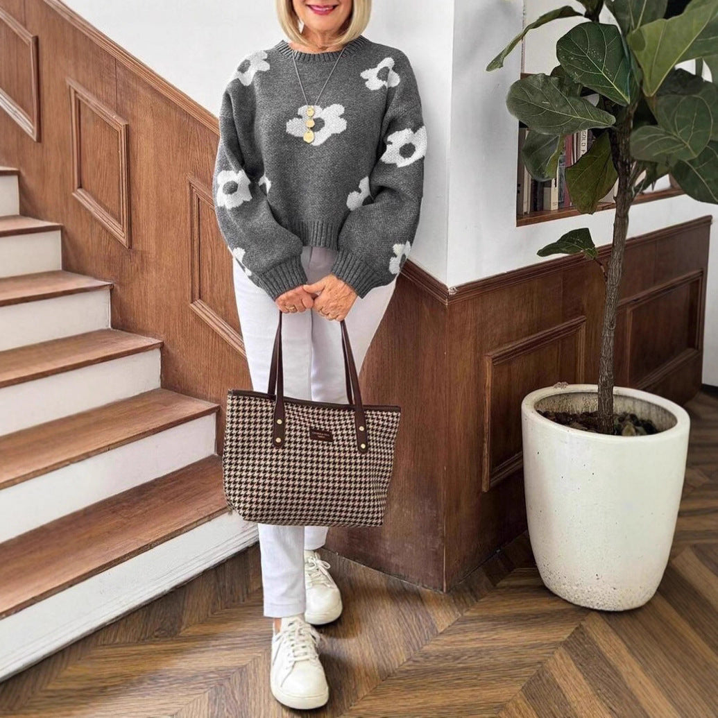 Damen Pullover mit floralem Muster Drune