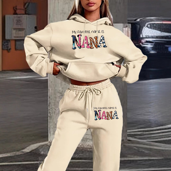 Damen Jogginganzug mit kreativem Schriftzug und bequemer Passform Drune