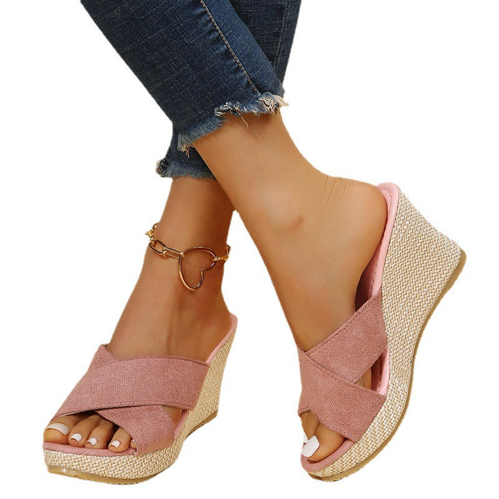 Damen Wedge-Sandalen mit elegantem Kreuzband und leichtem Fußbett Drune