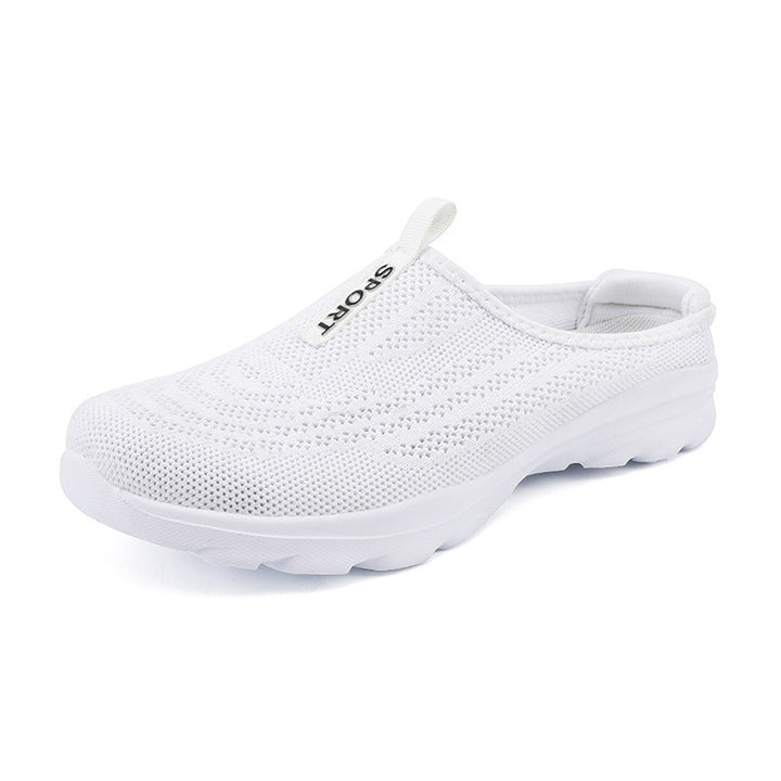Damen nan gestrickter Mule-Sneaker mit offenem Fersenkragen, elastischem Einstieg und gepolsterter Laufsohle Drune