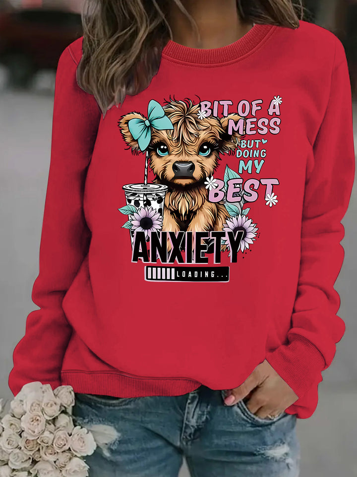 Damen Sweatshirt mit kreativem Hundedesign und inspirierendem Schriftzug Drune