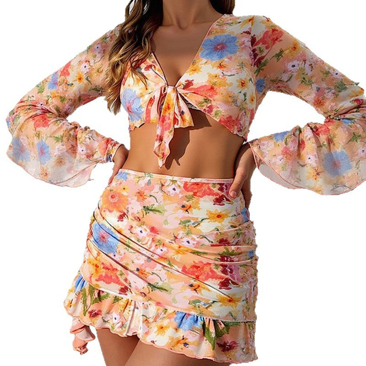 Damen Blusen und Rock Set mit floralem Design Drune