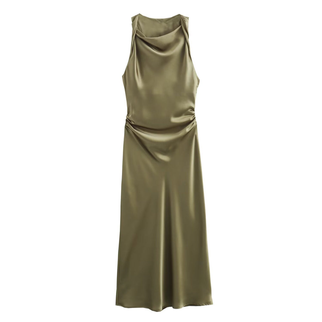 Damen elegantes Sommerkleid mit fließendem Schnitt und charmanten Rüschendetails Drune