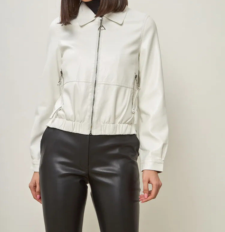 Damen modische Bomberjacke aus veganem Leder Drune