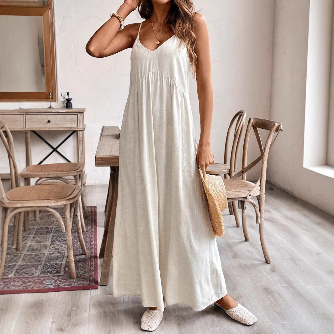 Damen Maxikleid mit feinen Trägern und fließendem Schnitt Drune