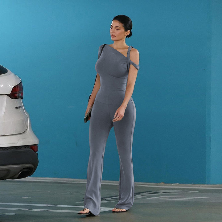 Damen Trendiger Jumpsuit mit asymmetrischem Design und elegantem Träger Drune