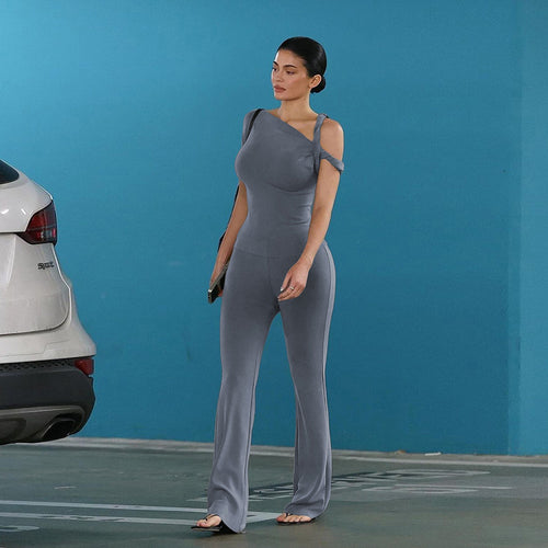 Damen Trendiger Jumpsuit mit asymmetrischem Design und elegantem Träger Drune