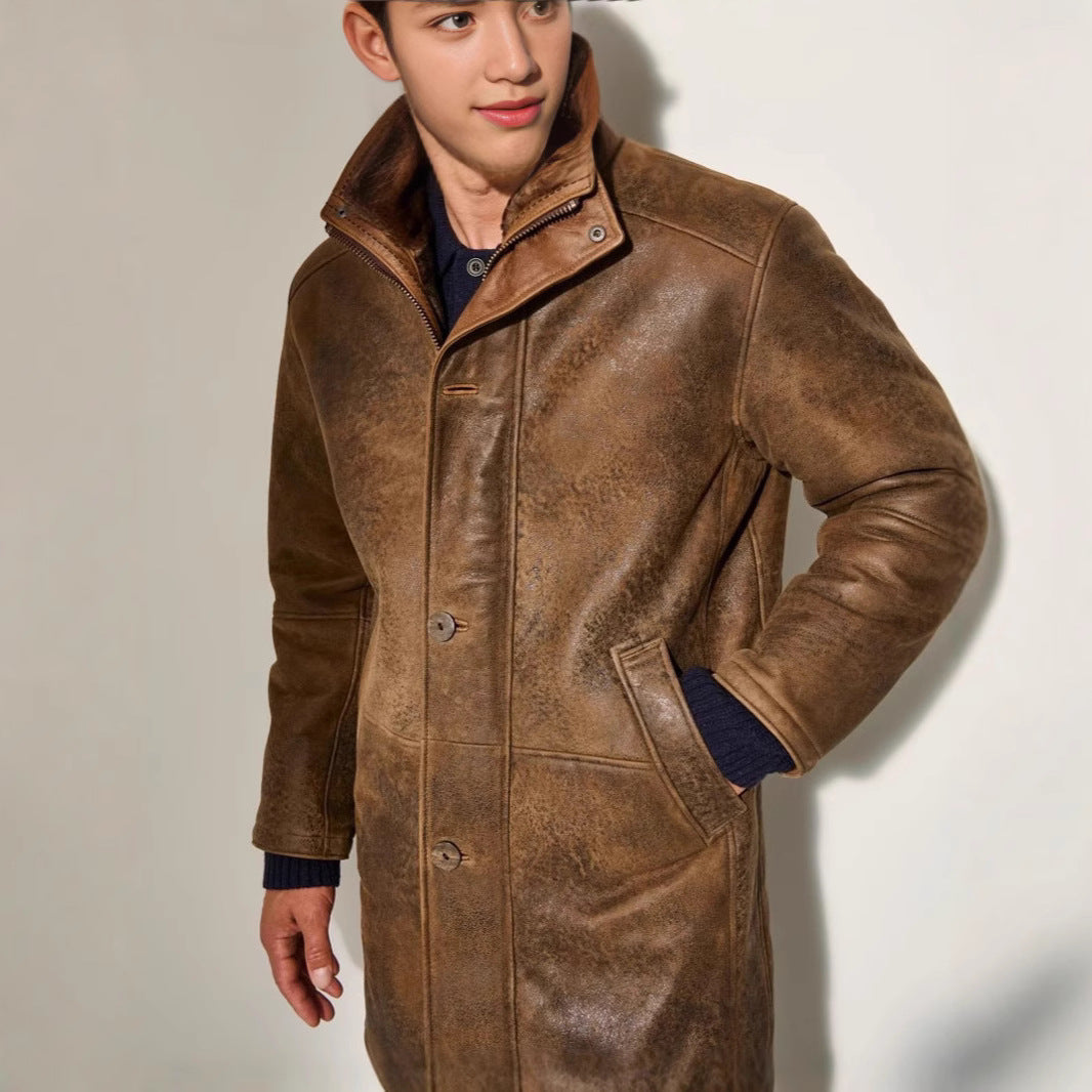 Herren elegante Lammlederjacke mit gefüttertem Kragen und diversen Taschen Drune