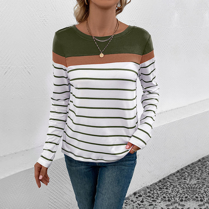 Damen gestreiftes Langarmshirt mit elegantem Farbhüpf-Design Drune
