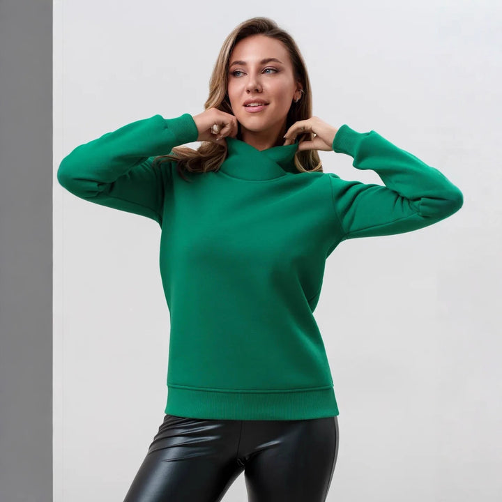Damen lässiger Pullover mit modernem Stehkragen und hochwertiger Baumwolle Drune