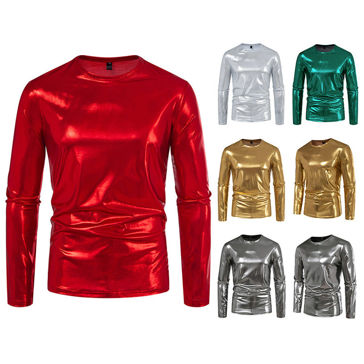 Herren stylisches Langarmshirt aus glänzendem Material Drune