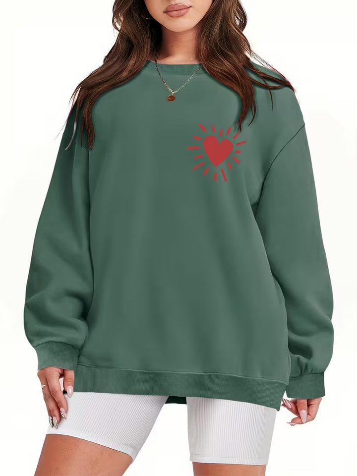 Damen Sweatshirt mit lässigem Herzmotiv und übergroßem Schnitt Drune