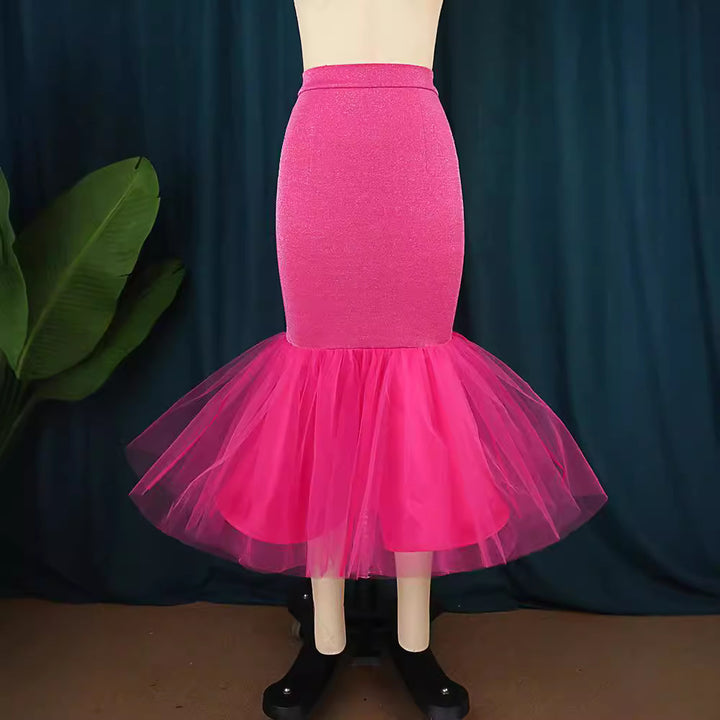 Damen Eleganter Tüllrock mit voluminösem Saum Drune