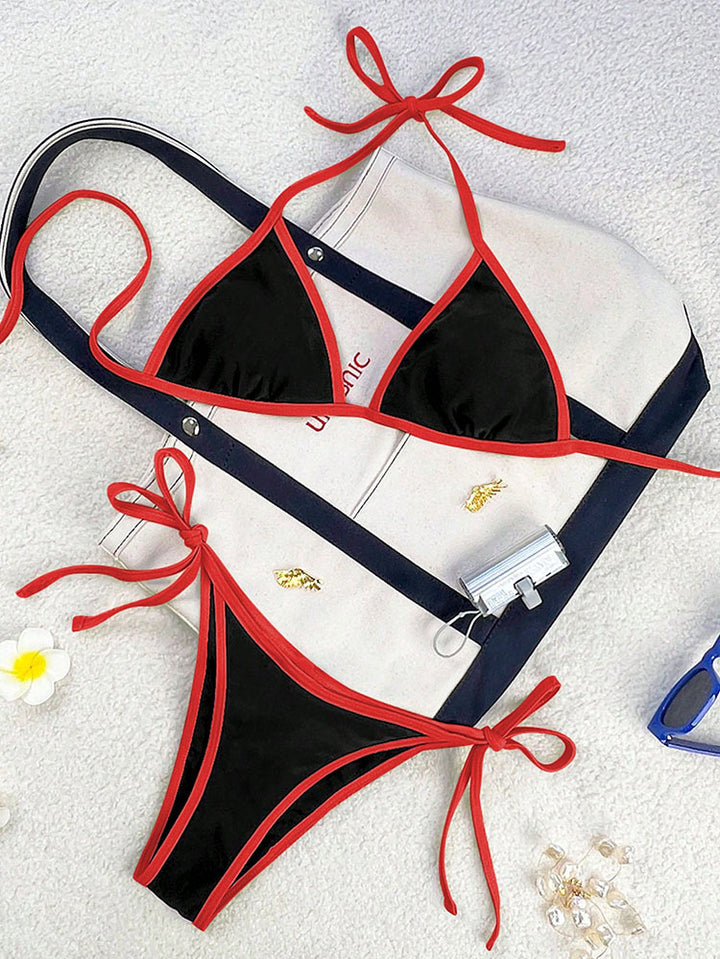 Damen Triangel-Bikini mit verspielten Schleifen Drune