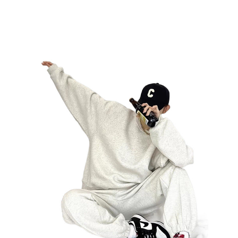 Damen Bequemes Oversized-Sweatshirt und Jogger-Set mit Gummibund und seitlichen Taschen Drune