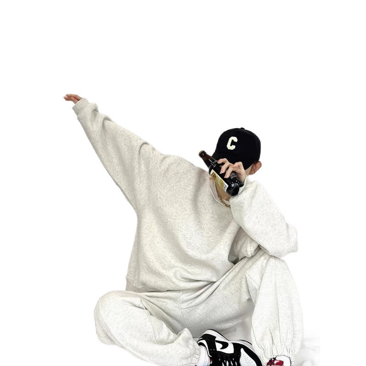 Damen Bequemes Oversized-Sweatshirt und Jogger-Set mit Gummibund und seitlichen Taschen Drune