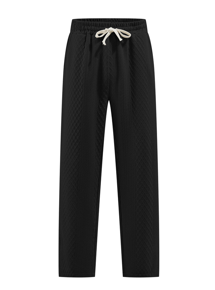 Damen nan komfortable strukturierte Loungehose mit elastischem Kordelbund und geradem Bein Drune