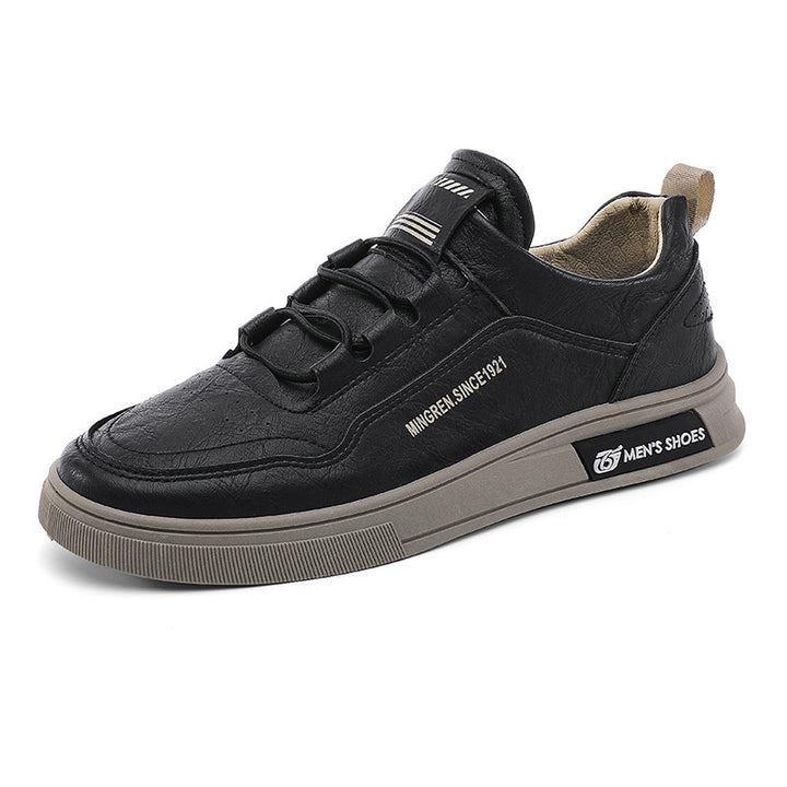 Herren elegante Low-Top Lederoptik City-Sneaker mit verstärkter Zehenkappe und gepolstertem Fersenkragen Drune