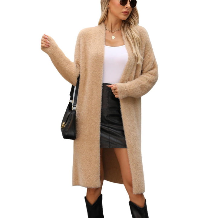 Damen lässiger, langärmeliger Cardigan aus weichem Mohair-Mix Drune