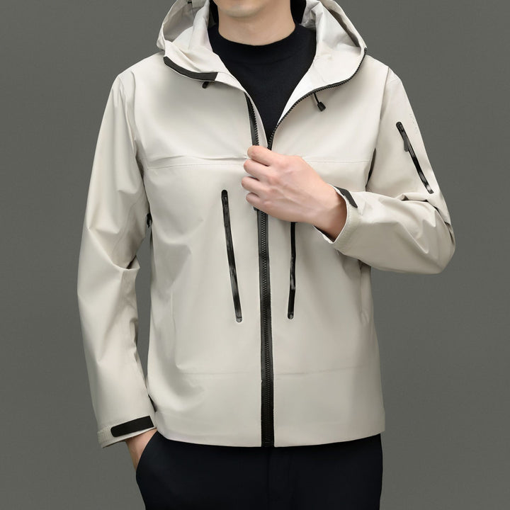Herren wetterfeste Übergangsjacke mit verstellbarem Kapuzenkragen und praktischen Taschen Drune